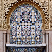 Tapis de sol en céramique à motif de cercle bleu vert fait à la main islamique 600x600mm pour bordure de mur intérieur extérieur