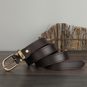 Ceinture tendance pour femme en cuir pleine fleur, ceinture de taille en cuir de vachette à la mode avec boucle ardillon en laiton antique - Product Image 2