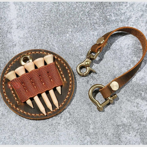 Round <b>golf</b> ball tag hangtag, cleat cover, tee cover, <b>golf</b> parts, hook, handmade leather. - Product Image 3