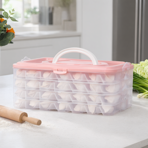 Boîte de rangement alimentaire en plastique pour raviolis, conteneur multi-couches pour réfrigérateur et congélateur avec poignée pour la cuisine à domicile - Product Image 3