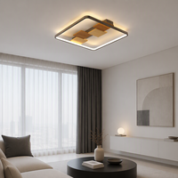 Plafonnier LED moderne et minimaliste en fer et PVC, design artistique en bois, télécommande, lumière tricolore, chambre à coucher, salle à manger