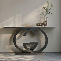 Table basse moderne de luxe en fer forgé noir et or, plateau en ardoise, mobilier de salon haut de gamme, populaire et abordable