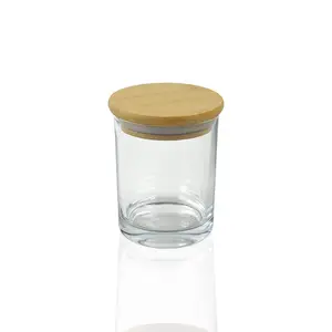 Pot de bougie contenant pour bougie transparent vide bocal en verre avec couvercle en verre pour bougie