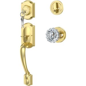 Juego de manija y cerrojo para puerta principal Calzibeno Vintage, cerradura de entrada de zinc pulido dorado con pomo de cristal, operada con llave - Product Image 1