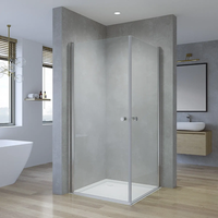 Portable verre salle de douche Europe 6MM coin entrée 180 Pivot balançoire porte de douche salle de bain sans cadre 2 faces Simple