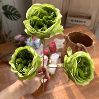 Fleurs artificielles en soie-3 têtes de colle Austin Rose Design pour Noël Saint Valentin Nouvel An Décorations Utilisation intérieure/extérieure