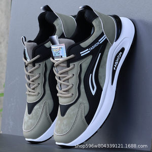 Chaussures de course pour hommes D-72 grises à talon bas, empeigne en maille color-block, semelle intermédiaire en caoutchouc, chaussures de sport décontractées pour l'été et le quotidien - Product Image 3