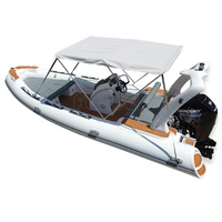 Bateau de sport gonflable de luxe en aluminium et PVC Hypalon, modèle 580, avec coque rigide en fibre de verre, idéal pour la pêche en famille, moteur 600, 8 places