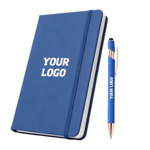 Fournisseur de fournitures de bureau et scolaires, agenda en cuir PU A5 A6, logo personnalisé, couverture rigide, carnet de notes avec bande élastique - Product Image 1