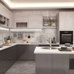 Luxury Ready Made Smart Cabinets With Island <b>Set</b> White Color Simple Kitchen Cabinet <b>Complete</b> <b>Sets</b> for Luxury Kitchen - Product Image 3