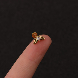 Piercing Geometrico 6mm in Acciaio Inossidabile Placcato Oro 18K con Zirconi, Anello Labret a Barra Piatta per Labbra, Orecchio, Daith, Tragus, Helix, Rook - Product Image 6
