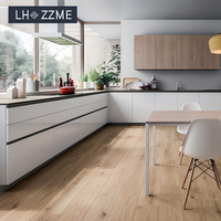 Meubles de cuisine modernes en MDF laqué blanc brillant en forme de L avec tiroirs modulaires et unités de rangement pour usage résidentiel
