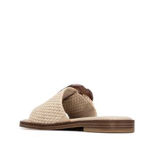 Carmela Women's <b>Flat</b> Sandals Beige 38 Low Heel 2 Cm Woven Strap Summer Slip On - Product Image 3