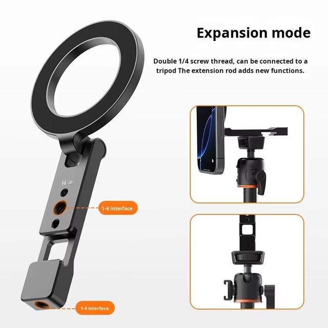 Foldable Aluminum Alloy Cold Shoe Horizontal Vertical Mount Magnetic Phone Stand Holder for Bed Sports Live Streaming Vlogging