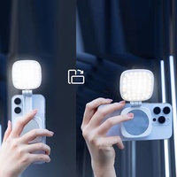 Mini lampe de téléphone rechargeable avec miroir, lumière LED pour selfie, maquillage, vidéoconférence pour iPhone Android, lumière selfie magnétique