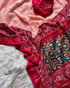 Sari de seda elegante para mujer de alta calidad con delicado Sari de estilo indio bordado Lucknowi Chikankari para ropa étnica de boda - Product Image 4