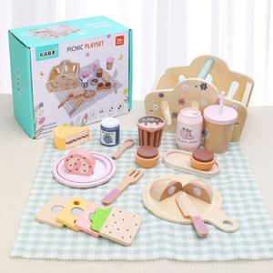 Panier de pique-nique de simulation pour bébé, ensemble de jouets de cuisine pour jeu de rôle, jouets de dessert, jouets éducatifs précoces pour enfants, jouets Gemma en bois pour enfants - Product Image 1