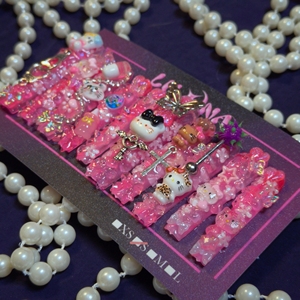 ชุดตกแต่งเล็บปลอมแบบเต็มเล็บลายการ์ตูน 3 มิติ สไตล์คาวาอี้ ทำจากเรซิ่น ABS พร้อมกาว ยี่ห้อ Lunanail 10 ชิ้น สำหรับตกแต่งเล็บ - Product Image 4