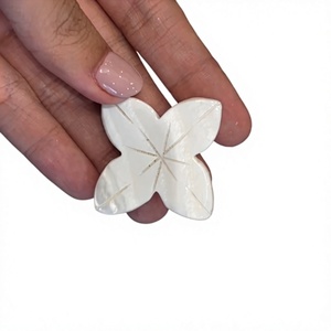 Circular <b>Shell</b> Decor Piece Flower Theme Painted Design Natural Craft - Product Image 3