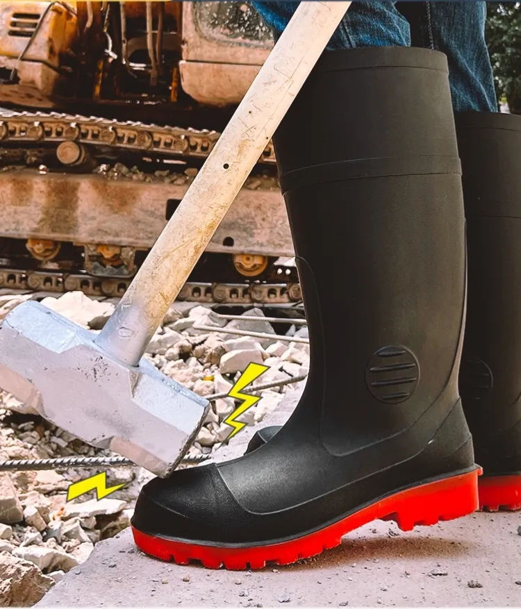 बिक्री वयस्कों के लिए स्टील पैर के साथ उच्च गुणवत्ता वाले रबर pvc वर्षा बूट्स