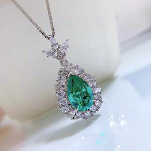 สร้อยคอจี้พลอยทรงหยดน้ำ 10x14 มม. เครื่องประดับพลอยสีสำหรับผู้หญิงที่ไม่เหมือนใคร |   การออกแบบที่เรียบง่ายและมีสไตล์ - Product Image 4