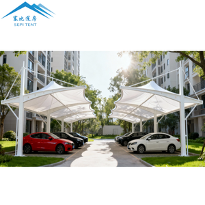 โครงสร้างที่จอดรถแบบเต็นท์ผ้า PVDF ดีไซน์ใหม่ปี 2026 โครงเหล็กแข็งแรงทนทาน สำหรับจอดรถยนต์ - Product Image 2
