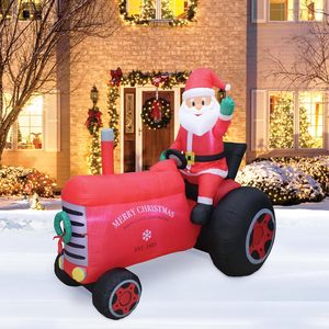 Tractor Vintage de 6 pies con luz LED de Papá Noel, tela impermeable, decoraciones inflables de Navidad para exteriores, forma de <span class=keywords><strong>casa</strong></span> - Product Image 2