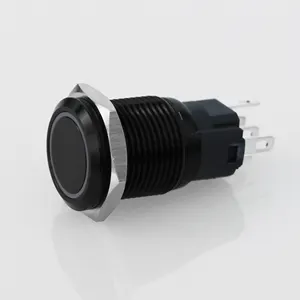 Langir 16mm Curso Curto Mini Botão de Metal Impermeável Interruptor de Alimentação Luz LED momentânea preto branco 1NO