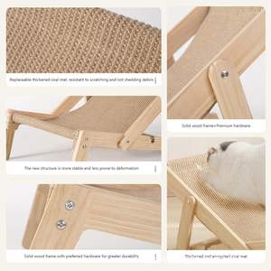 Griffoir en bois pour chat en gros, 30x43x35cm, couleur bois naturel, boule de sisal durable, design dessin animé pour chats - Product Image 4