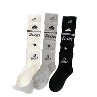 Chaussettes de mollet en coton tricotées, superposées et à motifs de lettres, style sportif, décontractées, pour l'automne, pour femme, style cool et sexy, pour le football
