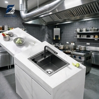 Évier de cuisine carré encastré noir en SUS304, fait main, avec revêtement nano anti-traces de doigts, couvercle dissimulé, taille personnalisée, projet OEM