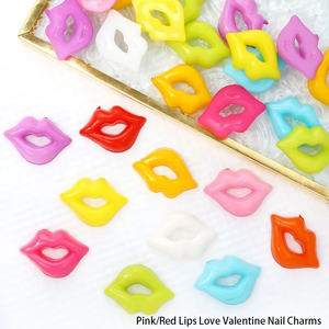 3D rosa/labios rojos amor San Valentín uñas encantos amante corazón aleación diseño joyería uñas arte manicura decoración diseñador uñas encantos - Product Image 2