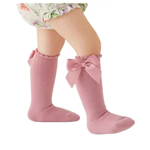 wholesale cute bowknot baby cotton socks spring bow socks for kids and babies long socks for baby girl