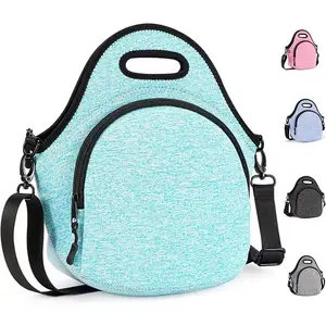 Sacolas frigoríficas de almoço de neoprene SBR 4mm com alça de ombro removível ajustável, sacolas macias personalizadas ecológicas e crossbody