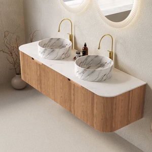 <span class=keywords><strong>Cavio</strong></span> Schwebender Eichen-Badezimmerschrank mit Doppelwaschbecken, Smart-LED-Badspiegel, Soft-Close-Schubladen und moderner Granit-Arbeitsplatte - Product Image 4