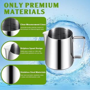 Brocca per Montare il Latte da 350ML, Brocca per Schiumare il Latte in Acciaio Inox, Tazza per Schiumare il Latte per <span class=keywords><strong>Espresso</strong></span> e Latte Art - Product Image 4