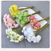 Bouquet de ranunculus 26 cm blanc rose, bouquet de mariée, bouquet de lotus, fleurs de lotus en soie pour la décoration de la maison