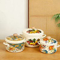 Vente en gros de casseroles en émail personnalisées de 18 à 26 cm, style russe et polonais, pour soupe aux fleurs, antiadhésives, ustensiles de cuisine en émail, casseroles en acier émaillé