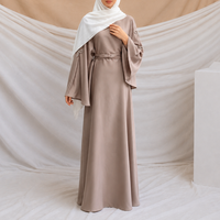Robe Abaya Sharut Dubai, vêtements islamiques, robe élégante et modeste pour femmes musulmanes, robe longue à manches cloche, strass papillon, satin