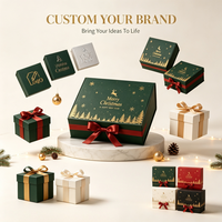 Boîte cadeau rigide personnalisable pour Noël, avec logo en estampe à chaud, intérieur en soie, boîte cadeau de Noël en carton premium