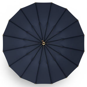 Parapluie de golf droit haut de gamme de 25 pouces, 16K, résistant au vent, manche en bois, ouverture automatique, cadre en fibre de verre, 16 baleines, parapluie d'affaires - Product Image 5