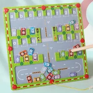 COMMIKI 6 개월 아기 감각 장난감 줄기 나무 퍼즐 자기 미로 펜 자석 키즈 장난감 편지 주차장 매칭 보드