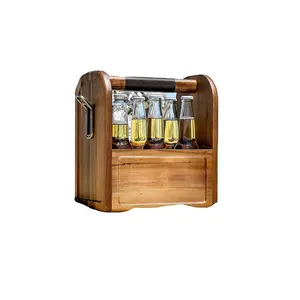 custom six pack wood box beer basket bottles with handle dividers beer gift box wooden wine rack