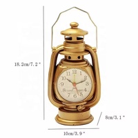 Reloj Despertador Vintage, Reloj Despertador Retro con Lámpara de Aceite, Reloj de Mesa con Luz de Queroseno, Artículos de Decoración para Sala de Estar, Adorno Artesanal para Oficina
