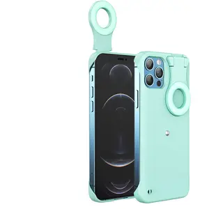 Funda de teléfono plegable con luz de relleno para Selfie, cubierta protectora con anillo inteligente de belleza para iphone