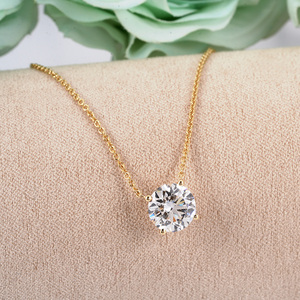 Collar con Colgante de Diamante Cultivado en Laboratorio, Corte Brillante, Oro Amarillo de 14k, Certificado IGI, D VVS, Diseño Clásico Personalizado Goldleaf, para Compromiso o Boda - Product Image 4