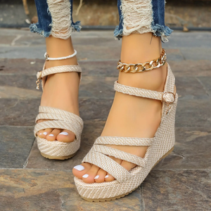 Femme élégante chaussures à talons été commerce extérieur nouvelle plate-forme plate-forme sandales compensées femmes Denim boucle plage femmes Sneaker - Product Image 3