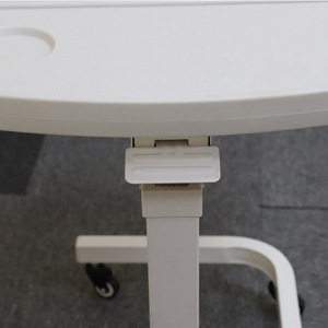 Hospital <b>Table</b> Height Adjustable Steel Frame <b>Foldable</b> Rectangle White Bedside <b>Desk</b> For Adults And Elderly Bedroom Use - Product Image 3