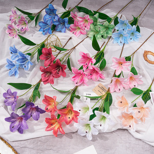 Fleurs artificielles de lys 3D simulées en soie, décorations de mariage réalistes, bouquets, ornements de sol, moulage par injection, Chine - Product Image 1