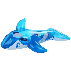 Transparenter blauer aufblasbarer Wal pool Float Blow Up Floating Animal Rider